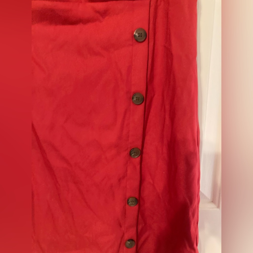 LOFT Red Sleeveless Button Front Mini Dress - Picture 6 of 13